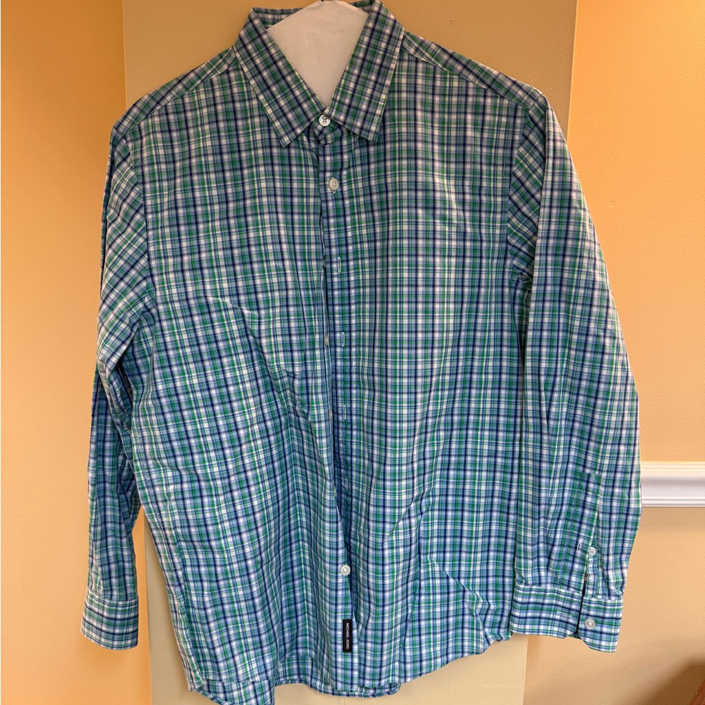 Michael Kors Blue & Green Plaid Long-Sleeve Button-Down Shirt